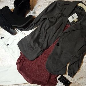 Cotton One Button Blazer